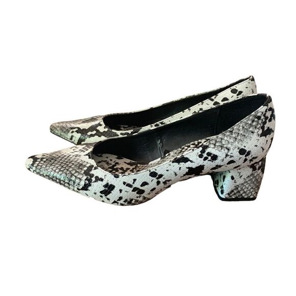 ZARA Woman Snakeskin Block Heel Pointed Toe Shoe Sz 37 6.5 - Picture 2 of 7